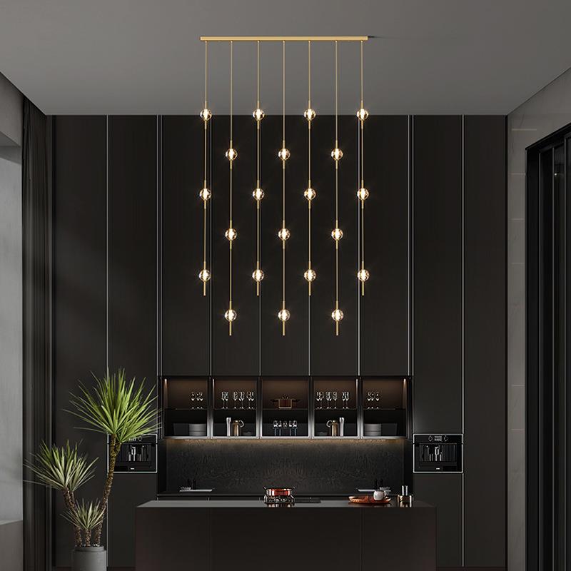 意旋式903全铜窄楼梯吊极灯挑高公寓复式氛围感造型转楼梯中空吊