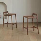 北美黑胡桃木吧台椅家用设计师实木吧凳新中式 高脚凳高凳餐凳板凳