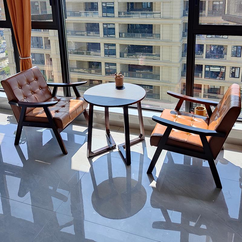 阳台喝茶桌椅组合家用简约实木休闲一桌二椅网红接待会客喝茶椅子