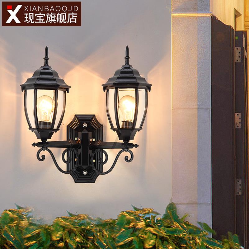 双头壁灯欧式室外露台太阳能户外防水灯院子阳台别墅大门口外墙灯