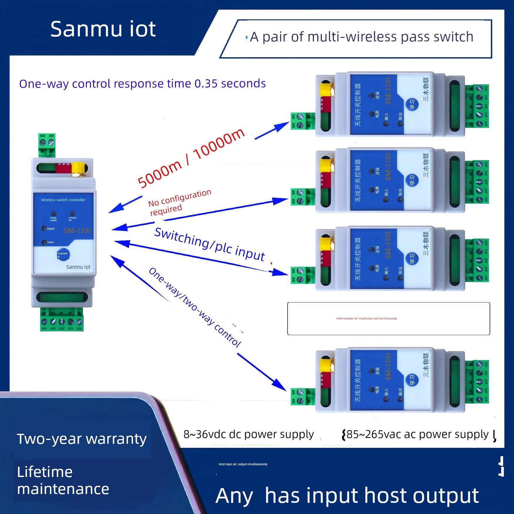 一对多遥控开关无线传输模块工业继电器水泵电机水位控制器