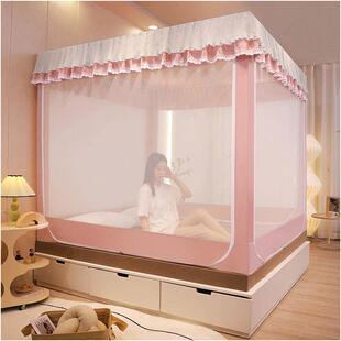 床帘蚊帐一体式防尘防摔三开门蚊罩全封闭1.8米x2米大床遮光蚊帐