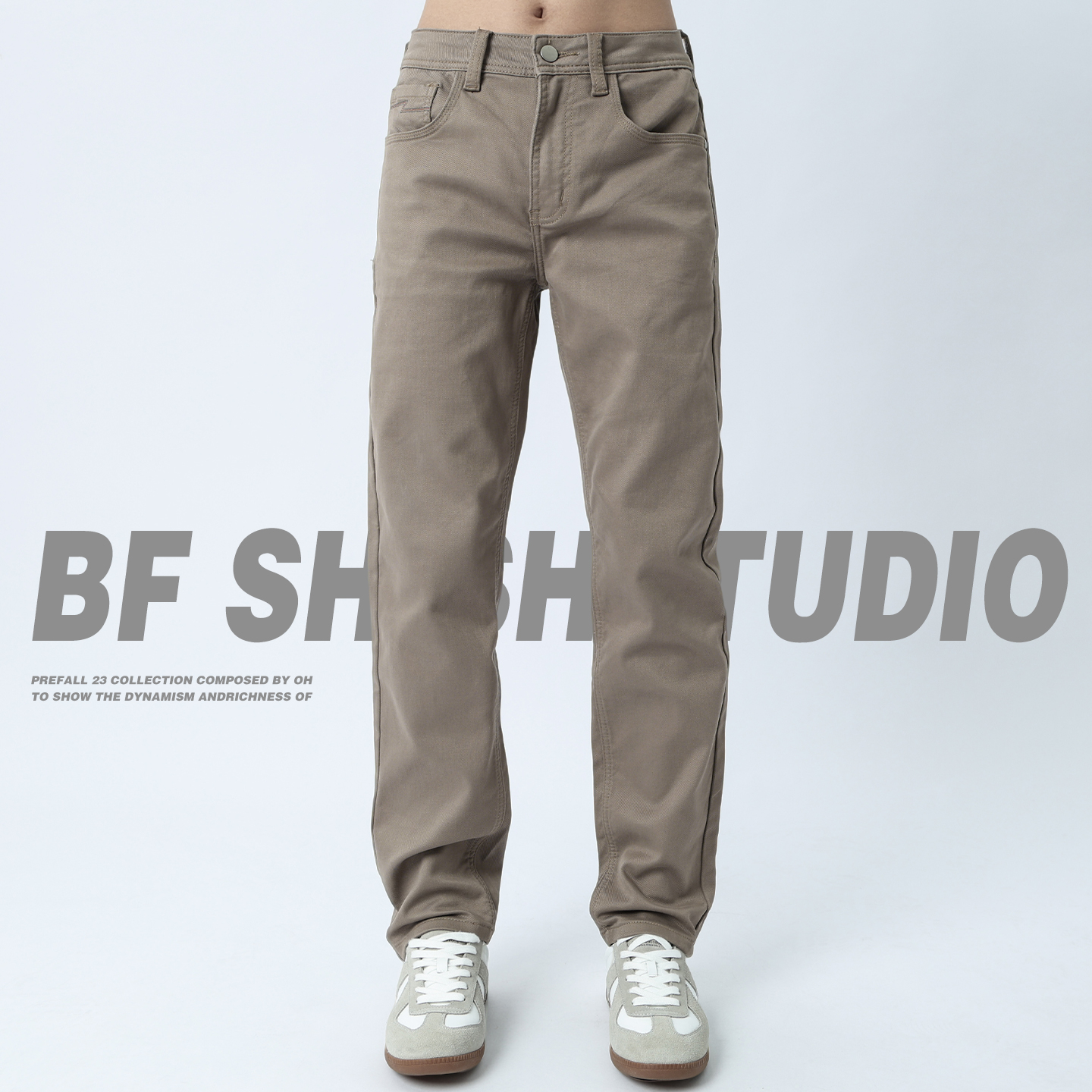 灰咖色牛仔裤男2025新款修身直筒