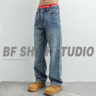 男士 子高街潮流男款 宽松直筒2025新款 复古2025休闲裤 春秋季 牛仔裤