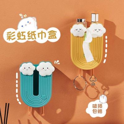 卡通纸巾盒壁挂式面巾纸洗脸巾收纳盒家用卫生间厨房倒挂抽纸盒子