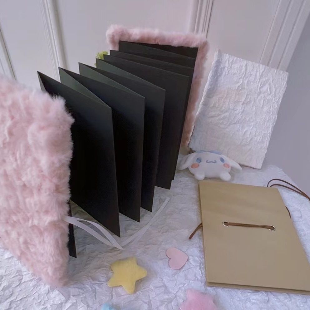 毛绒褶皱款折叠相册手工diy封面立体书情侣纪念手册A4/A5款风琴本