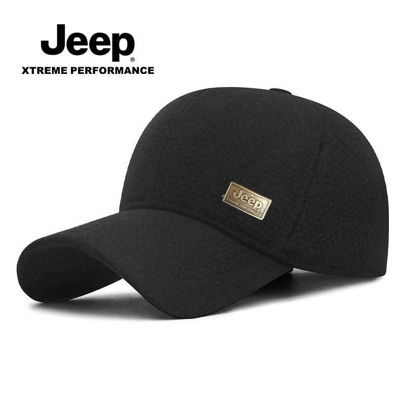 JEEP吉普老年人棒球帽秋冬款中年帽子加厚高档中老年显年轻鸭舌帽
