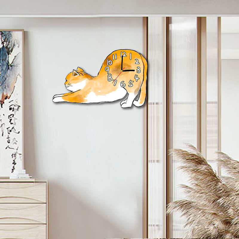 宠物店可爱猫咪挂钟超静音挂表猫舍萌趣装饰时钟表挂墙钟挂钟表