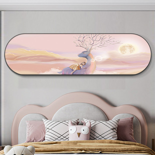 儿童房间装 饰画温馨卡通鲸鱼床头壁画清新治愈系男孩女孩卧室挂画