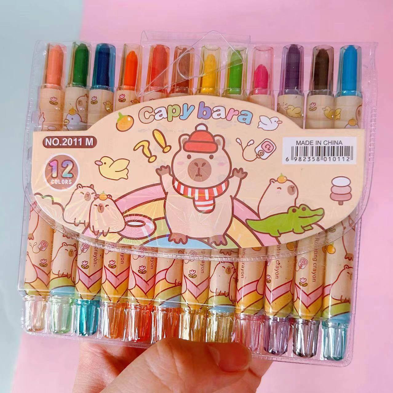 星际史迪旋转蜡笔12色卡通卡皮巴拉蜡笔儿童绘画笔豚鼠蜡笔油画棒,文具电教/文化用品/商务用品,蜡笔,淘宝优惠券,粉丝福利购,淘宝优惠卷