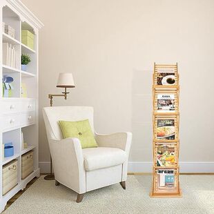 竹制多层杂志架可调节度木制文学架书架地板可折叠手册展示架