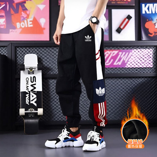 奥特莱斯2025秋冬季加绒加厚纯棉运动裤子男工装休闲裤卫裤女长裤