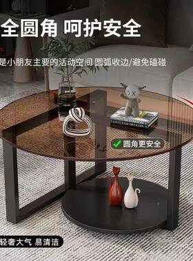圆客形茶几家用几厅钢化玻璃茶小型阳台出租房户圆形玻璃94164小