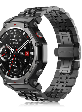 适用华米amazfit Trex3表带跃我trex2金属七株钢带腕带霸王龙华米TrexUltra男女三株不锈钢华米Trex Pro表带