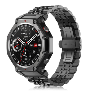 适用华米amazfit Trex3表带跃我trex2金属七株钢带腕带霸王龙华米TrexUltra男女三株不锈钢华米Trex Pro表带