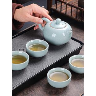 家用 KI9S汝窑西施壶茶壶冰裂釉开片可养哥窑汝瓷现代功夫茶具中式