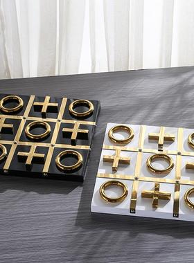 现代简约摆件象棋XO棋盘别墅会所样板房摆件书房客厅摆设工艺品