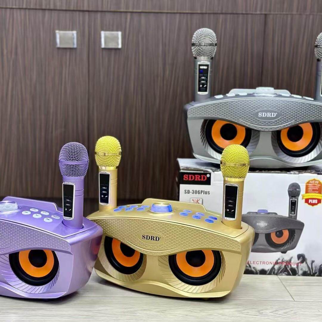 SD-306Plus猫头鹰声卡音效无线麦克风蓝牙便携式一体机双喇叭音箱