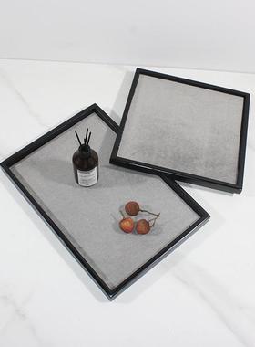 现代简约欧式轻奢马毛方形托盘摆盘样板房民宿客厅餐厅卧室饰品
