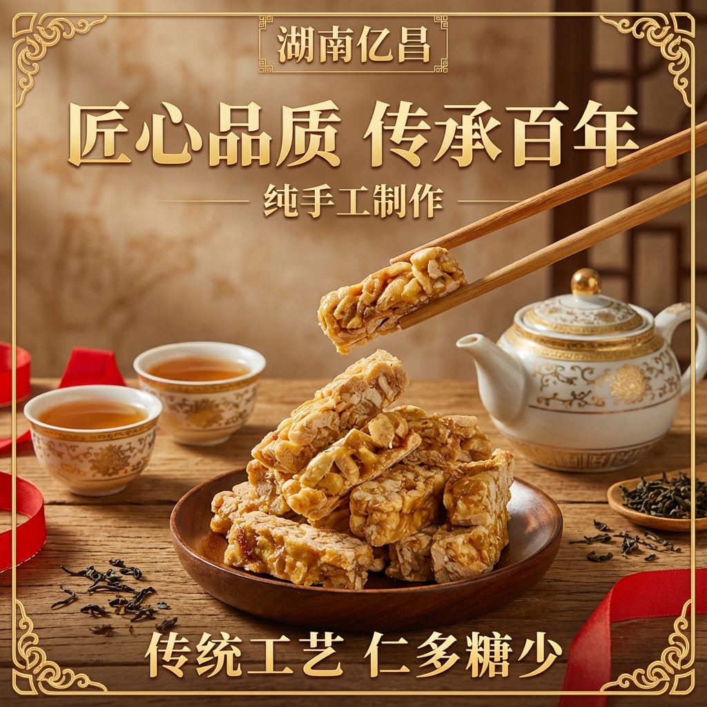 亿昌湖南花生糖花生酥传统糕点非遗手工休闲零食小吃茶点酥糖500g