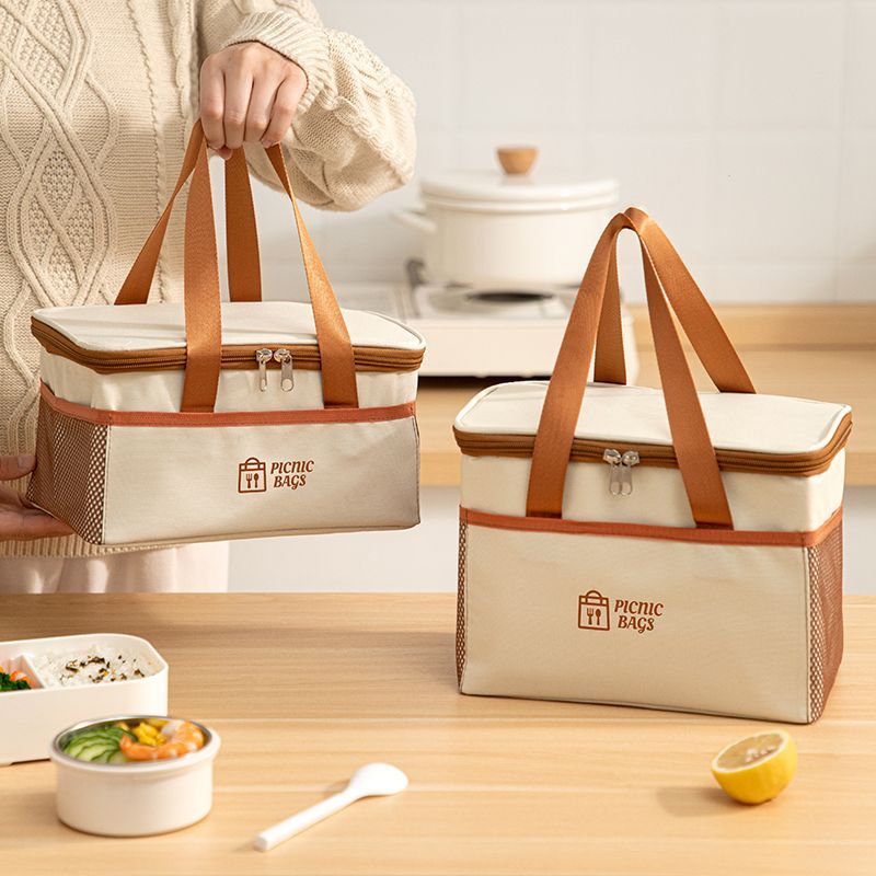 手提袋冬天冷冻保温袋小众设计学生上班族饭盒简约便当包生鲜保温