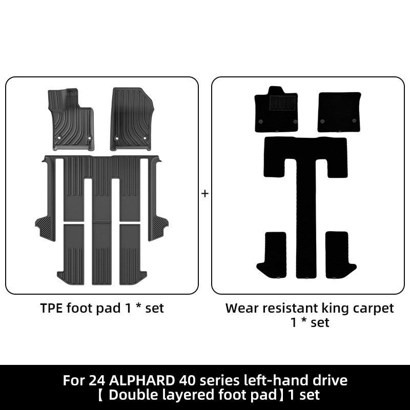 适用于25款埃尔法ALPHARD 40系汽车脚垫防水TPE脚垫后备箱垫跨境