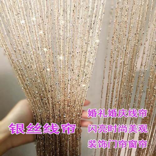 成品加密银丝线帘窗帘门帘婚礼婚庆装饰现代简约时尚流苏隔断帘
