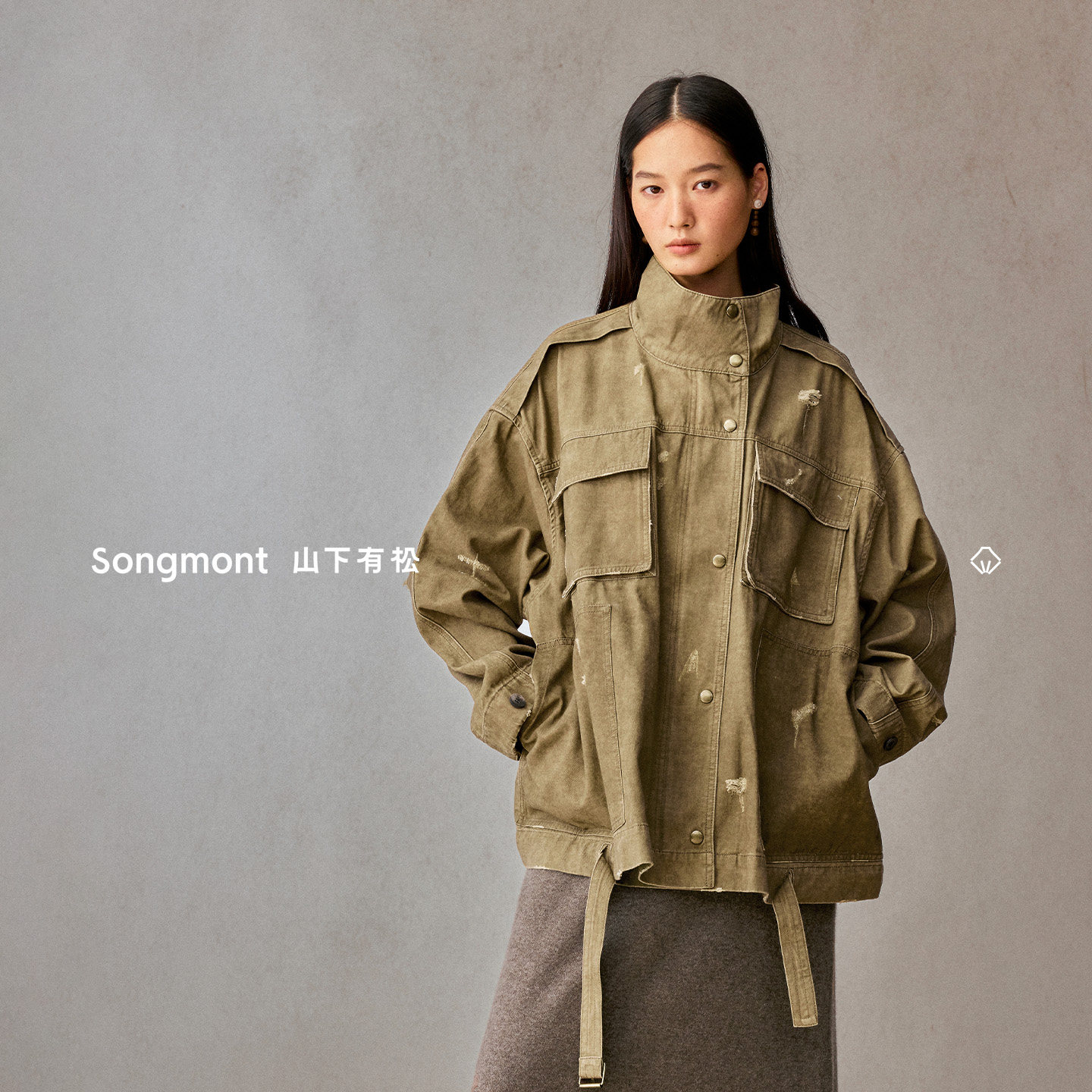 Songmont山下有松水洗做旧工装宽松巴恩风牛仔夹克外套男女同款
