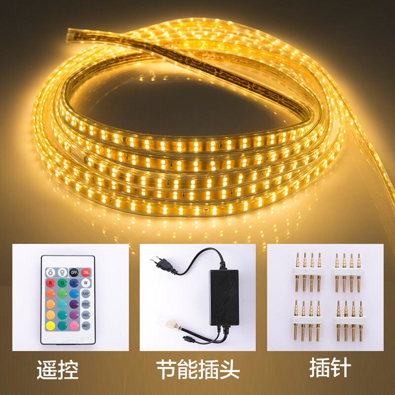 LED220伏家用装修客厅吊顶三色防水超亮双排软灯带灯条户外亮化