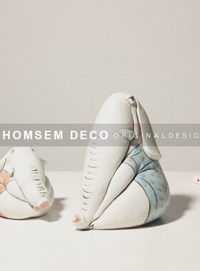 从上创意可爱大象陶瓷卡通摆件儿童房卧室客厅桌面氛围感软装饰品