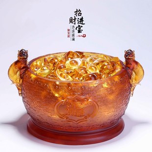 琉璃聚宝盆招财进宝摆件家居客厅元 宝满盆聚财乔迁店铺开业礼品