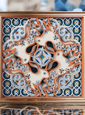 梯木叠雕创意玄关电视柜客厅桌面摆件高级感治愈系小摆件乔迁礼物