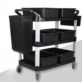 柏德汇酒店餐厅送餐车三层大小号可移动带轮推车多功能收碗收餐车