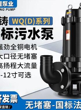 污水泵潜水排污泵380V抽粪泥浆1.5无堵塞2.2kw2寸3kw4kw7.5kw三相