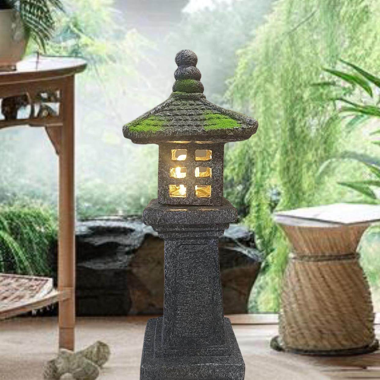 室外落地式树脂石灯笼庭院彷古造型景观草坪石灯塔装饰品