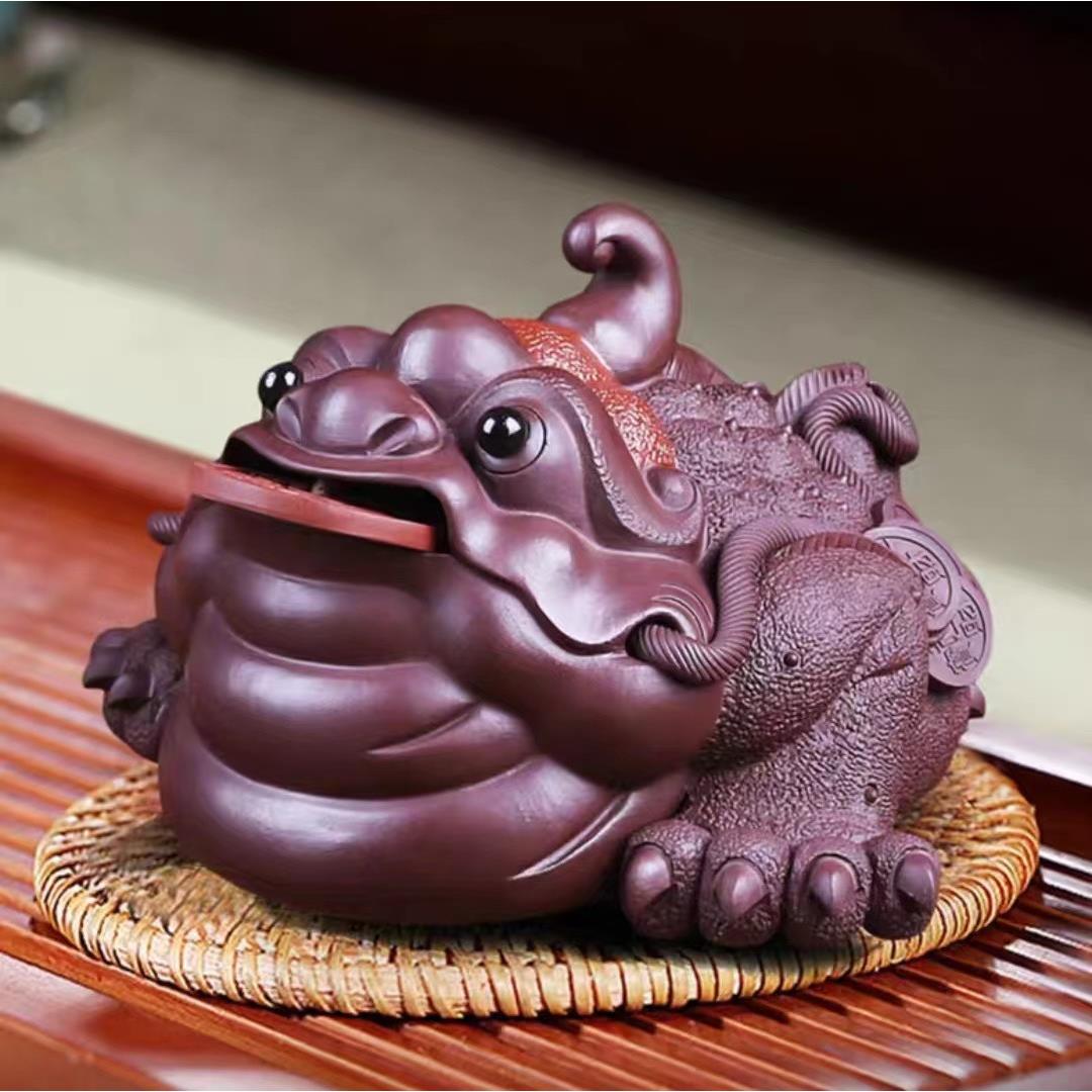 宜兴紫砂茶宠茶盘摆件 可养大号金蟾茶艺茶台茶道配件功夫茶具