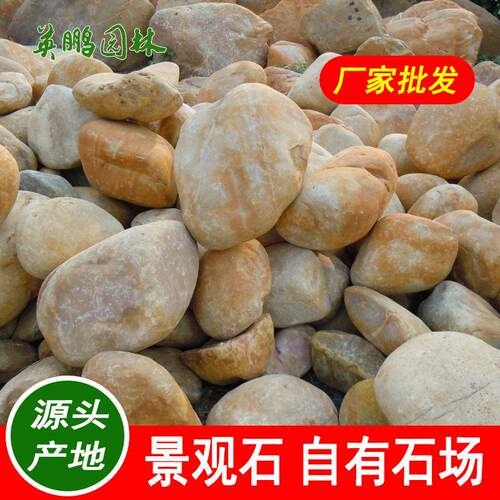 英鹏石场小黄腊石刻字石企业招牌石村牌大型景观黄蜡石原石