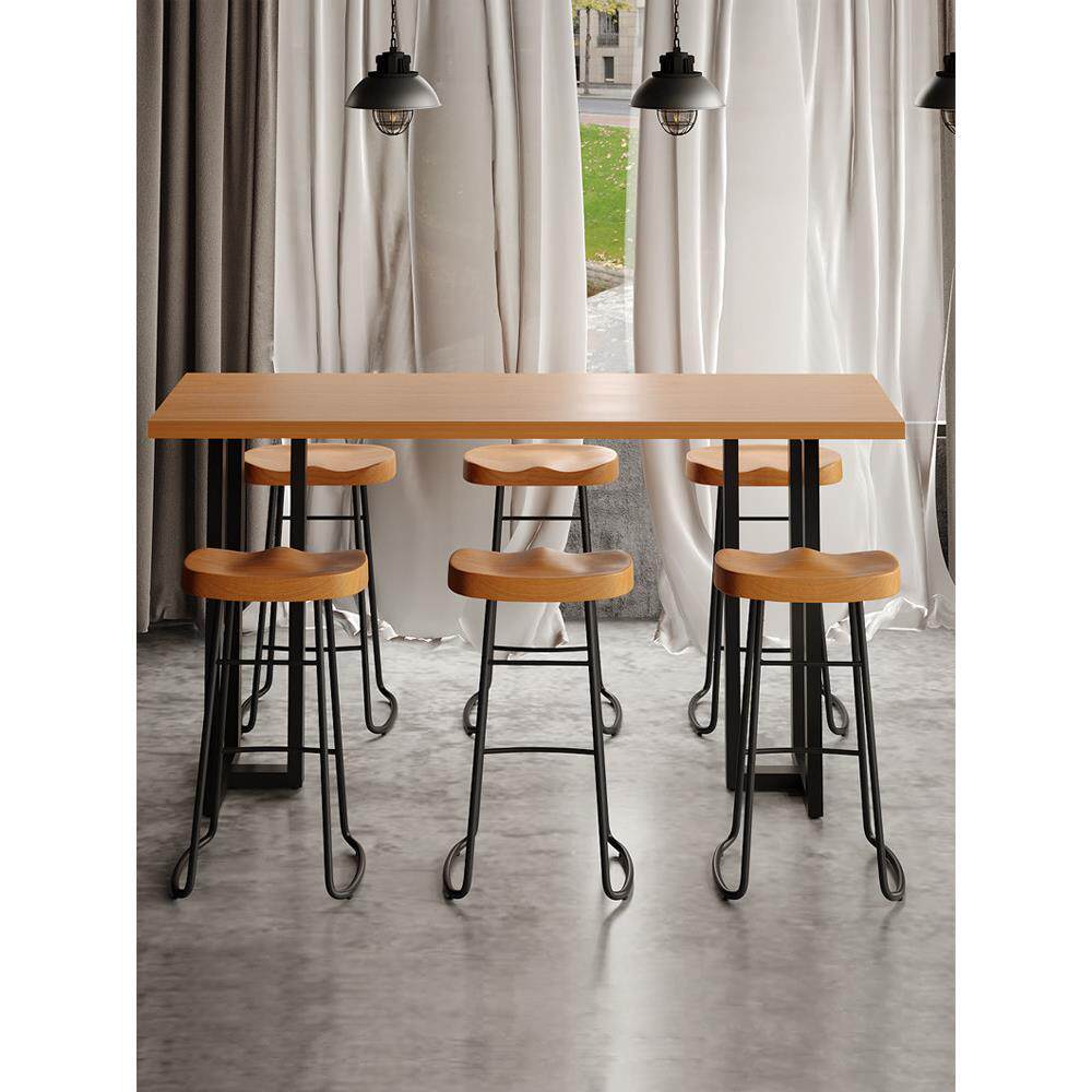 餐厅长条桌子实木茶水靠墙吧台桌商用铁艺长方形休闲咖啡厅长吧桌