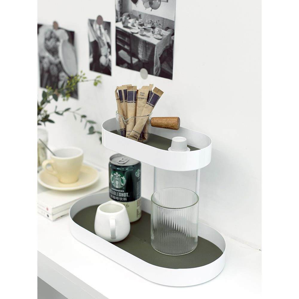 桌面白色铁艺托盘 ins风椭圆形收纳盘北欧玄关收纳架洗手间整理架