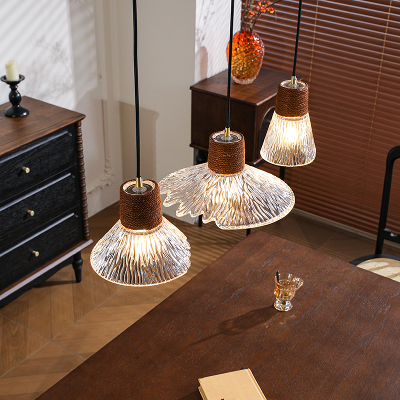 餐厅吊灯复古麻绳设计感中古灯具