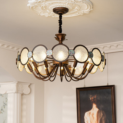 原创设计非遗螺钿彩贝装饰客厅灯