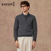 冬款 半高拉链立领套头厚毛衣 庄吉男士 羊毛衫 10%羊绒 10色可选