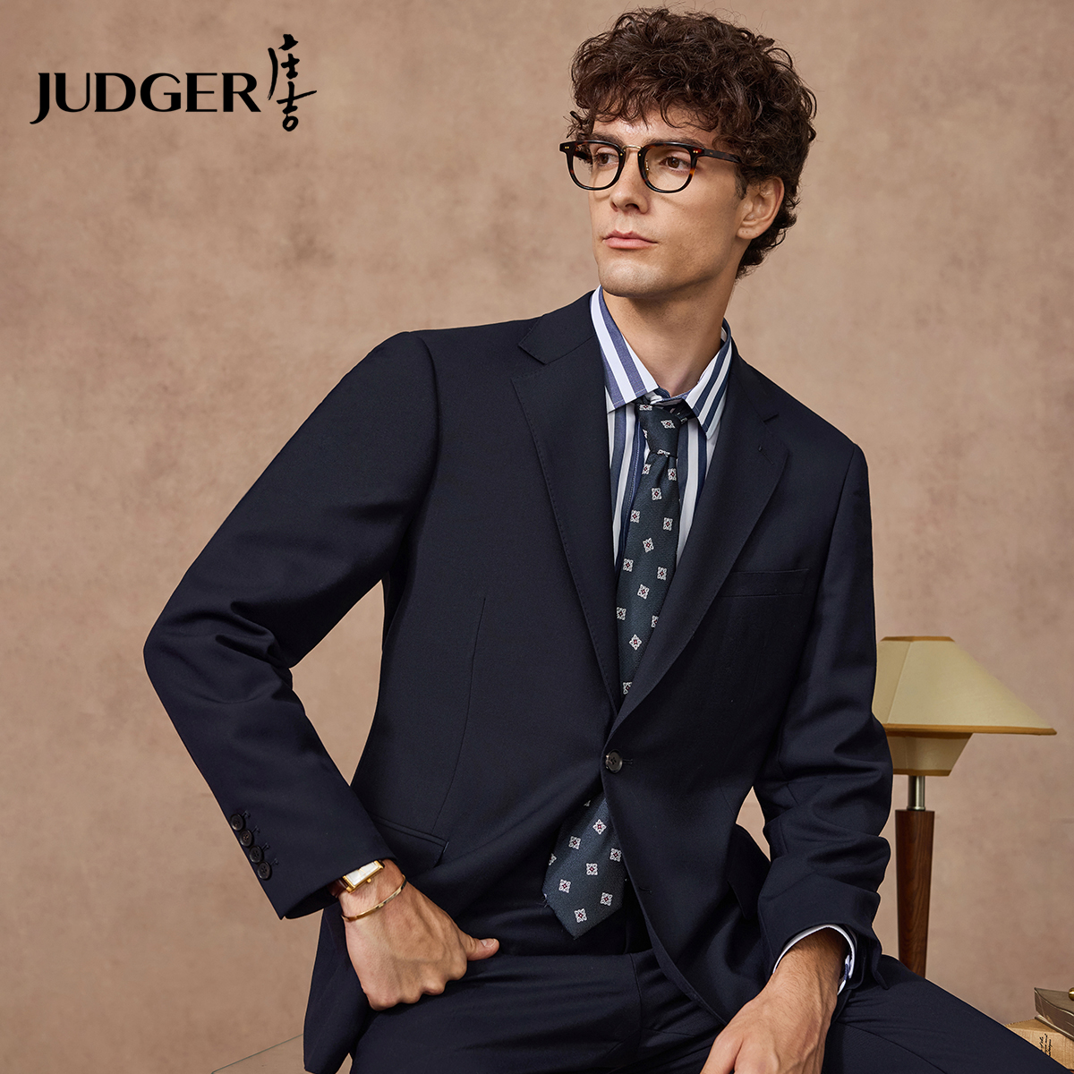 【可机洗羊毛】庄吉男士商务西服秋季黑色纯色正装外套上衣职业装