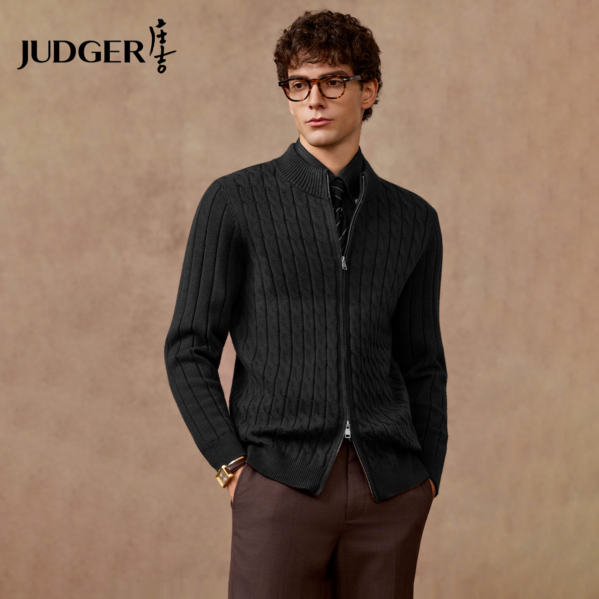 【650g重磅】庄吉男士毛衣开衫老钱风2025秋冬新款含羊毛保暖外套