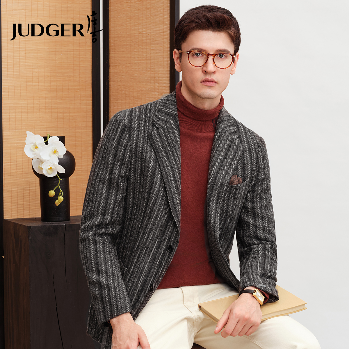 【粗花呢老钱风】庄吉男士西装英式秋冬新款加厚保暖宴会高档西服