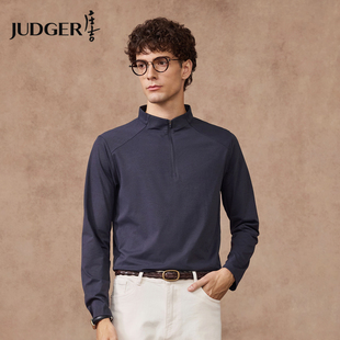 【索罗娜】庄吉男士长袖T恤拉链半高领2025秋冬新款打底卫衣男装