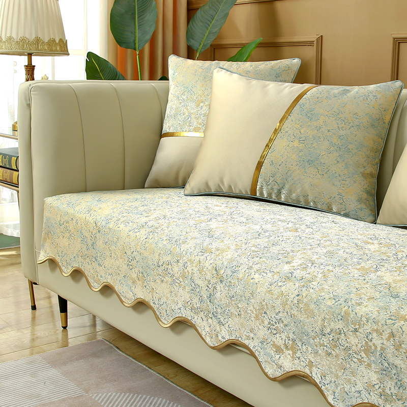 新款轻奢风沙发垫四季通用防滑高档布艺北欧现代R简约真皮坐垫套