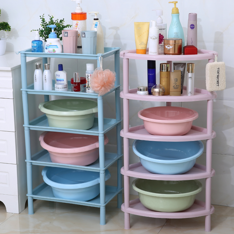 浴室置物架卫生间收纳架洗手间厕所脸盆架子塑料储V物架三角架落