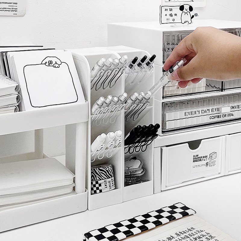 斜插式笔筒学h生宿舍书桌文具大容量创意笔架办公室桌面杂物收纳