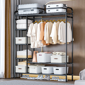 挂衣架落地卧室i家用可移动双杆置物简易衣帽架收纳层架立式 晾衣